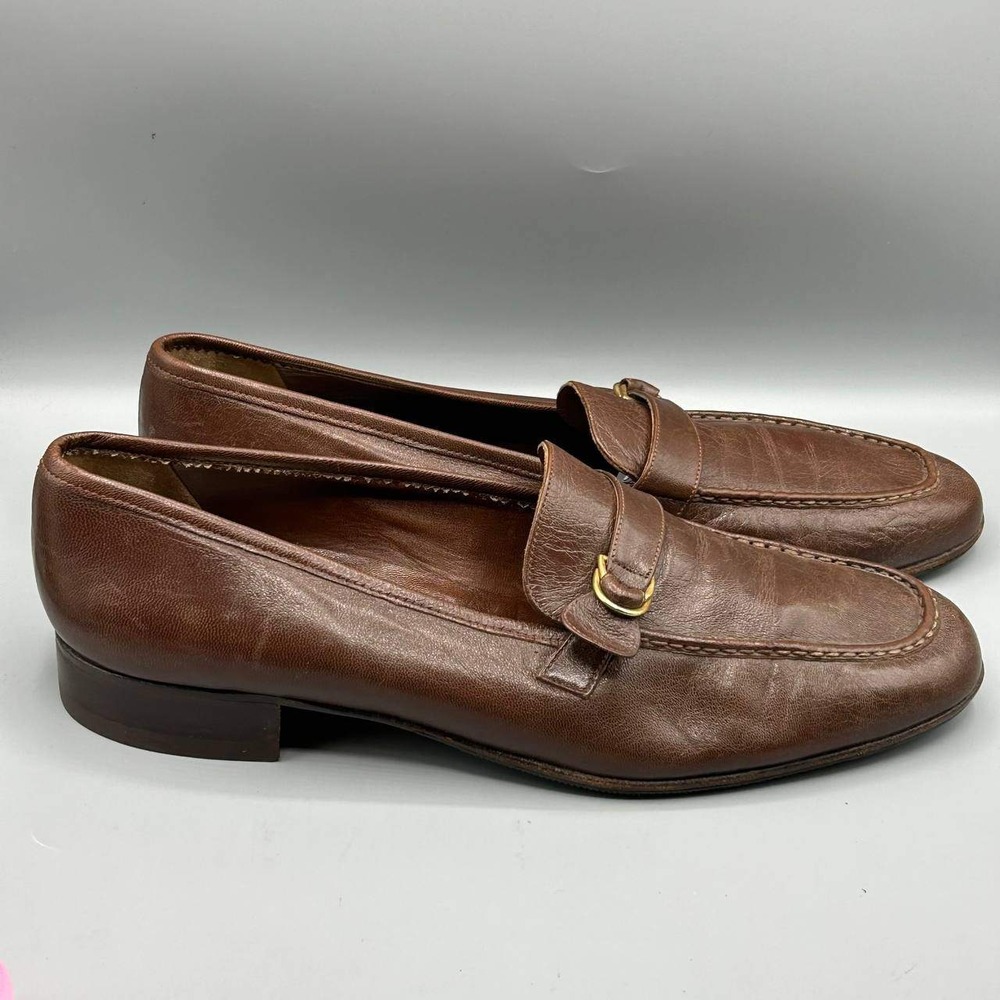 Lanvin Loafers Dress Shoes Men Brown Leather Buckle Strap Size‎ 10 A 265 10